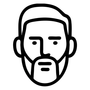 minimalist icon of Lionel Messi, Airbnb category icon style, stylized face with beard and short hair, clean lines, no text sticker