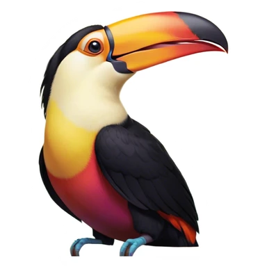 Cinematic Cute Yawning Toucan Portrait Emoji, Head tilted slightly with a dramatic, wide-open yawn, showcasing a colorful, expressive beak and sleepy, half-closed eyes with a relaxed demeanor, Simplified yet irresistibly adorable features, highly detailed, glowing with a soft, cozy tropical glow, high shine, relaxed yet expressive, stylized with a dash of whimsical charm, soft glowing outline, capturing the essence of a drowsy yet affectionate toucan that appears ready to stretch out for a nap! sticker