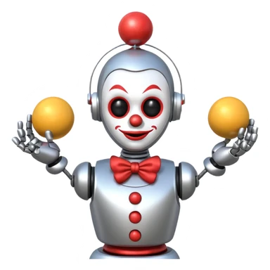 a Circus clown robot juggling two metal ball sticker