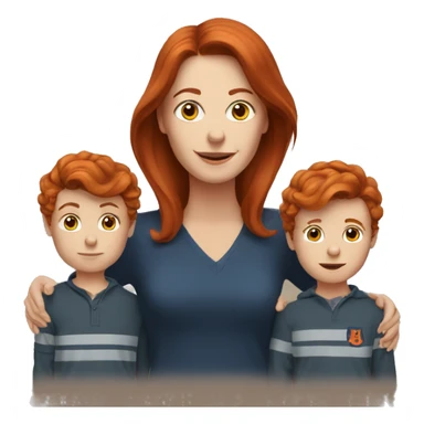 Auburn hair white woman with two auburn hair sons sticker