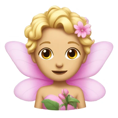 Pink fairy with blond hair on a flower sticker
