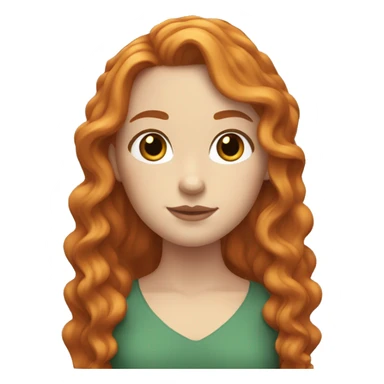 White Girl with long ginger wavy hair and brow eyes sticker