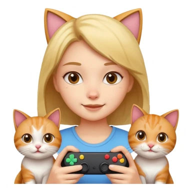 girl cute 2 cats gaming sticker
