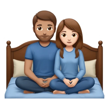 A brown-haired girl and a brown-haired man. They are both on a bed. The girl is sitting on the man.she is sitting on a man sticker