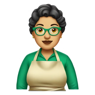 mexican chubby lady green apron  with glasses cooking tacos sticker