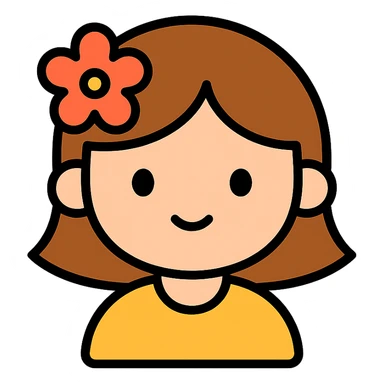 a cute girl, color outline icon style sticker