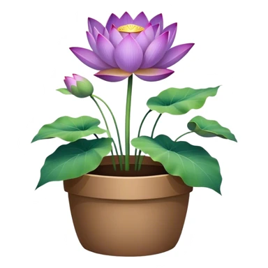 flower pot Purple Lotus,stem, Lotus leaf sticker