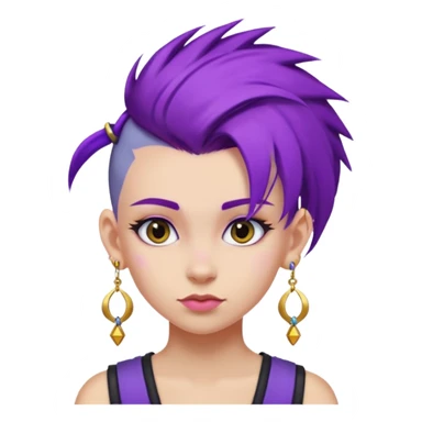 purple hair girl mohawk with earrings sticker