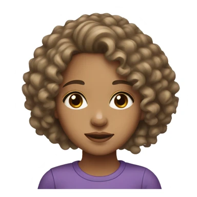 light skin mixed girl with long dark curly hair and big brown eyes sticker