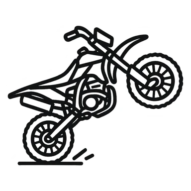 hand-drawn outlined icon of a supermotard motorcycle doing a wheelie sticker