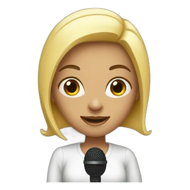 woman with a mic sticker