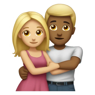 Blonde girl hugging Hispanic guy sticker