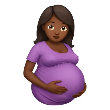 very heavily pregnant overdue woman with unnaturally very large belly sticker