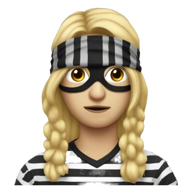 Robber, striped shirt, long blonde hair, black eye mask sticker