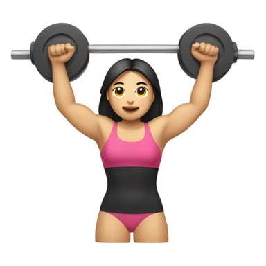 Asian Woman with Spaghetti arms lifting weights sticker