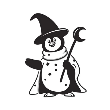 A penguin wizard sticker
