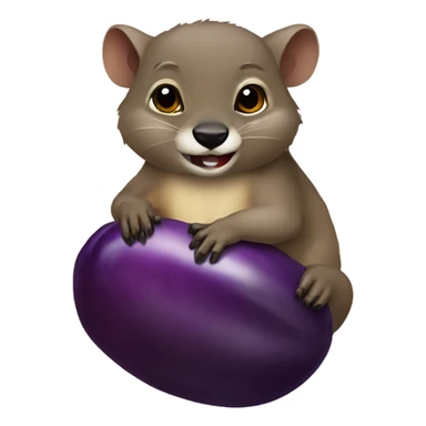 Rock hyrax holding an eggplant sticker