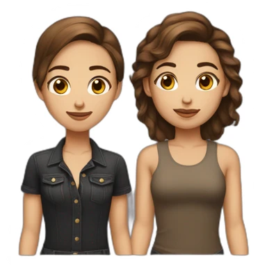 butch femme couple brown hair sticker
