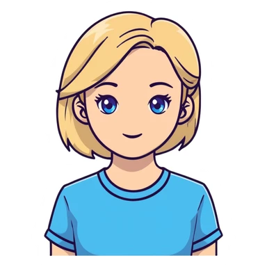 light gentle 20 year old girl in a shirt, light hair, blue eyes sticker
