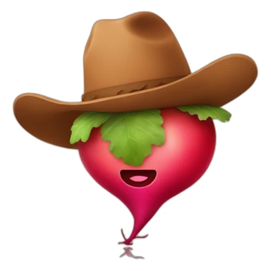Red radish in a cowboy hat sticker