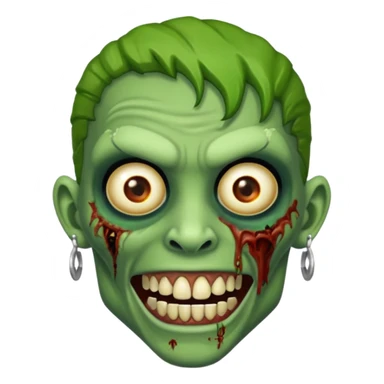 Create a zombie emoji with grillz and earring sticker
