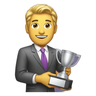 television game show host holding a trophy sticker