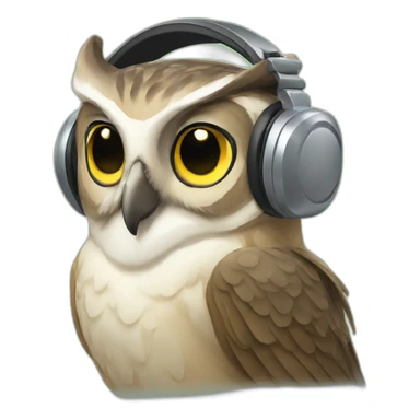 owl-with-headset sticker