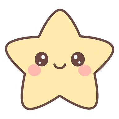 smiling star with rosy cheeks and big eyes, kawaii style sticker