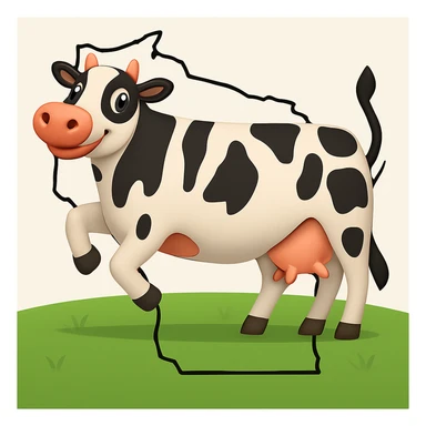 Add the outline of the state of Wisconsin in the background behind the cow and grass field sticker