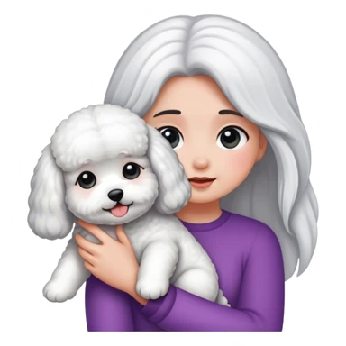 Bichon held by a long hair girl sticker