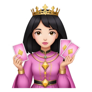 black hair girl with pink pink tarot gold cards sticker