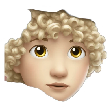 little curly boy, not board, white ski sticker