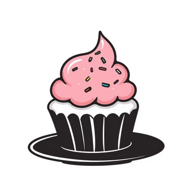 cute cupcake with pink frosting and colorful sprinkles sticker