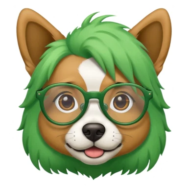 dog with green hair and glassess sticker