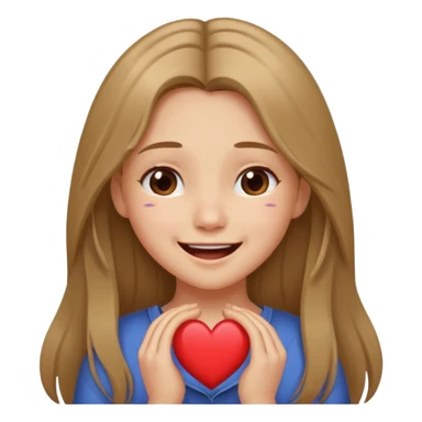 милая девушка с темно русыми длинными волосами, показывает сердечко, смеется до слез, грустит sticker