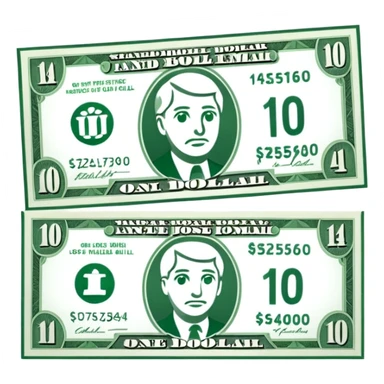 one 14 dollar bill flat ios emoji style version sticker