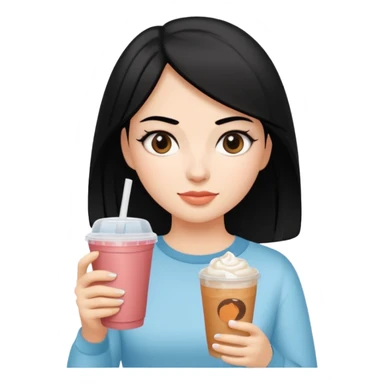 컴퓨터 작업 중 + 아이스아메리카노(테이크아웃잔) + 다크서클 + 검은머리 여성 sticker