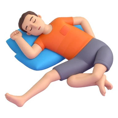 man sleeping on stomach, arms and legs extended, flat position sticker