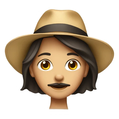 Brunette girl with moustache and hat sticker