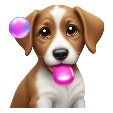 Cute puppy blowing a bubble of gum sticker