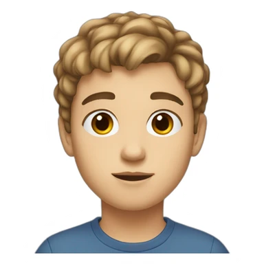 13 year old white kid with short brown hair, brown eyes, regular nose, little eyebrows sticker