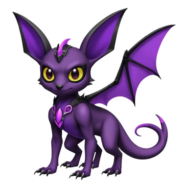 Gothic Edgy Vampiric Badass Cool Black and Purple Batty Genesect-Umbreon-Salandit-Fakémon-hybrid-creature (full body)  sticker