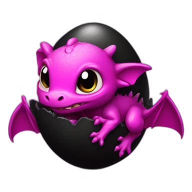 black and magenta baby dragon in egg sticker