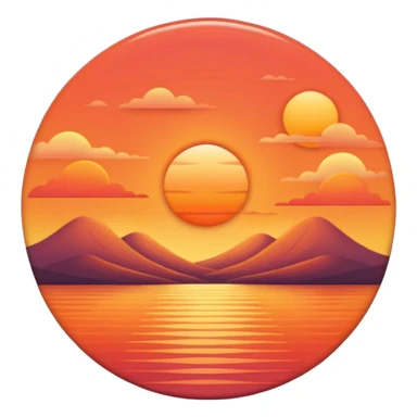 unset over horizon, rounded shapes, warm glowing colors, soft shading sticker
