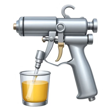 metal spray gun with clear cup attached sticker