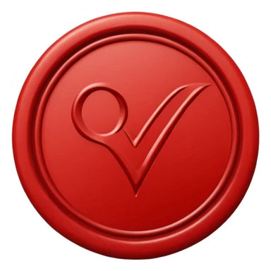 wax seal with a check mark sticker