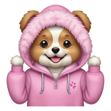 Dog wearing pink palm puff hoodie sticker