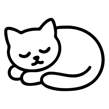 sleeping cat icon, soft curves, friendly appearance sticker