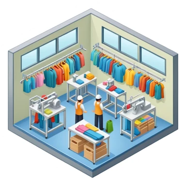 Isometric small garment factory sticker