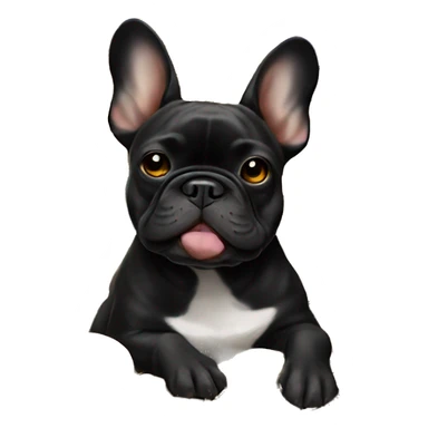 Black-and-tan French bulldog laying on gold coins sticker